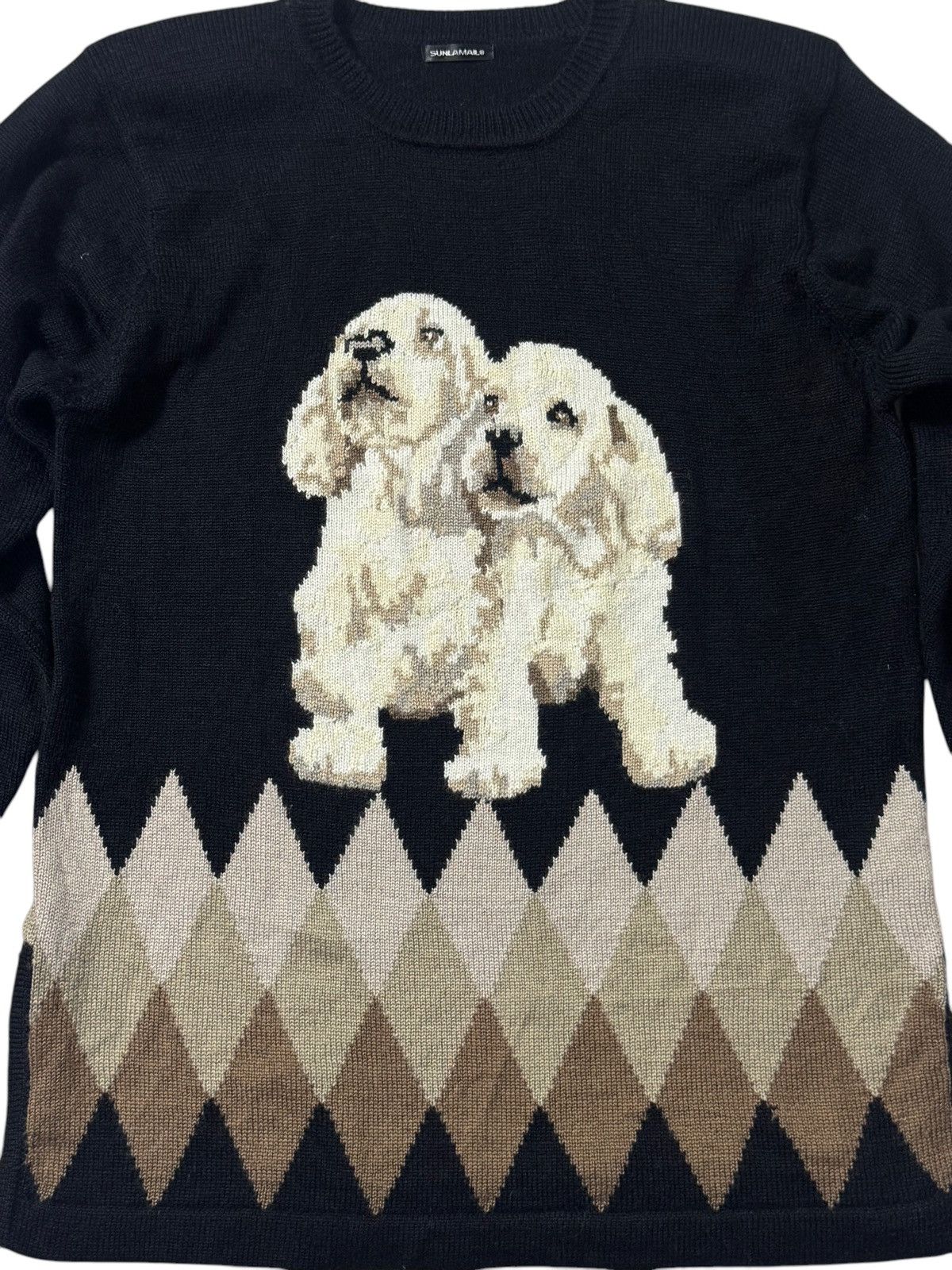 Aran Isles Knitwear × Japanese Brand × Other Sunlamail dog print knitwear Size ONE SIZE - 2 Thumbnail