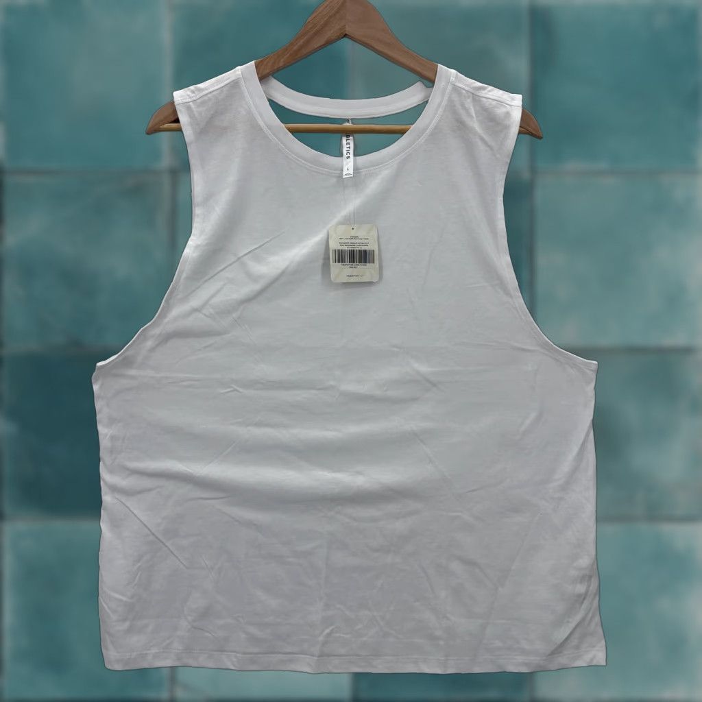 Fabletics Fabletics Muscle Tank Top Womens L White 100% Cotton Sleeveless Athletic NWT Shirt Size L / US 10 / IT 46 - 1 Thumbnail