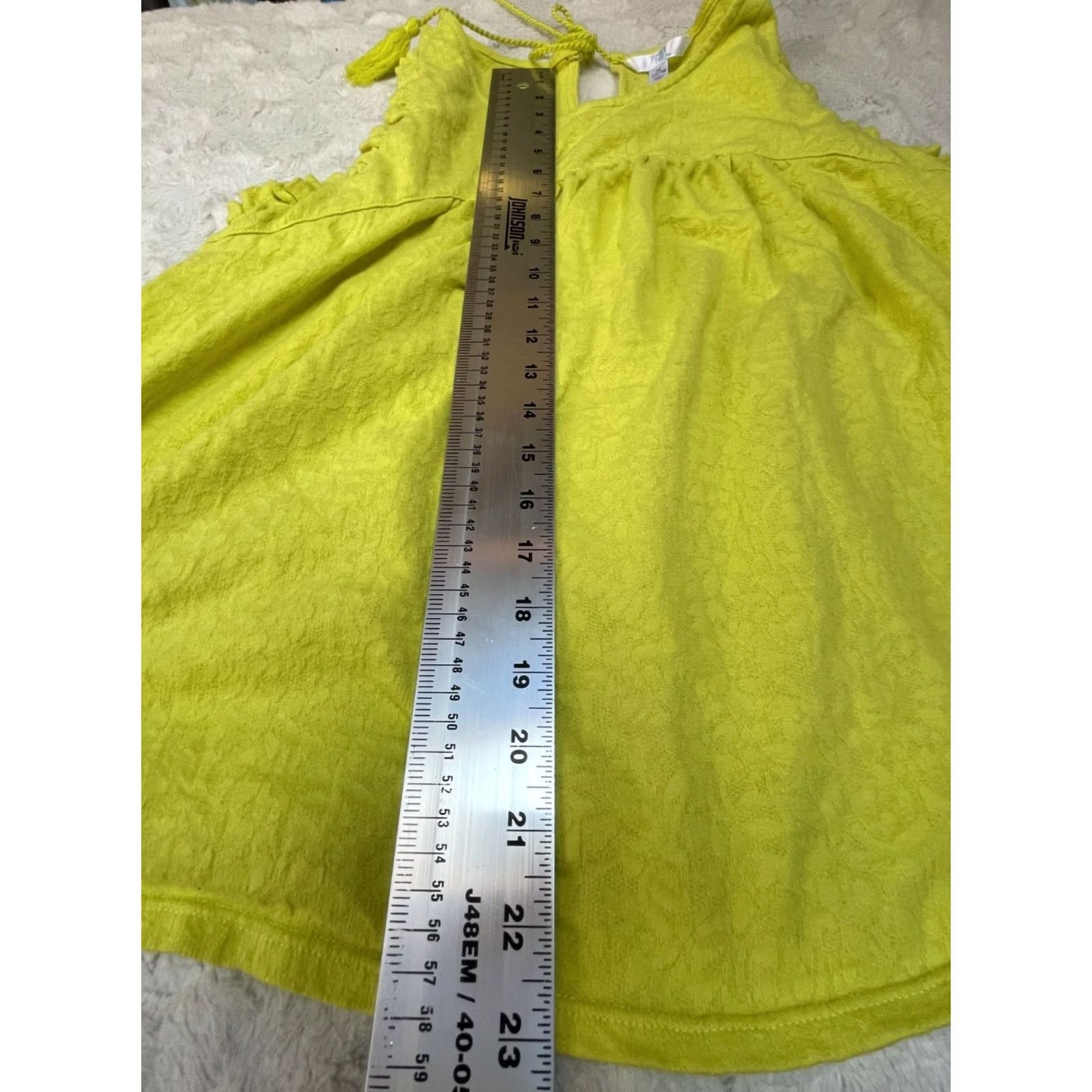 Vintage Time and Tru Womens Tank Top XL (16-18) Yellow Green Ruffle Sleeveless Casual Size XL / US 12-14 / IT 48-50 - 7 Thumbnail