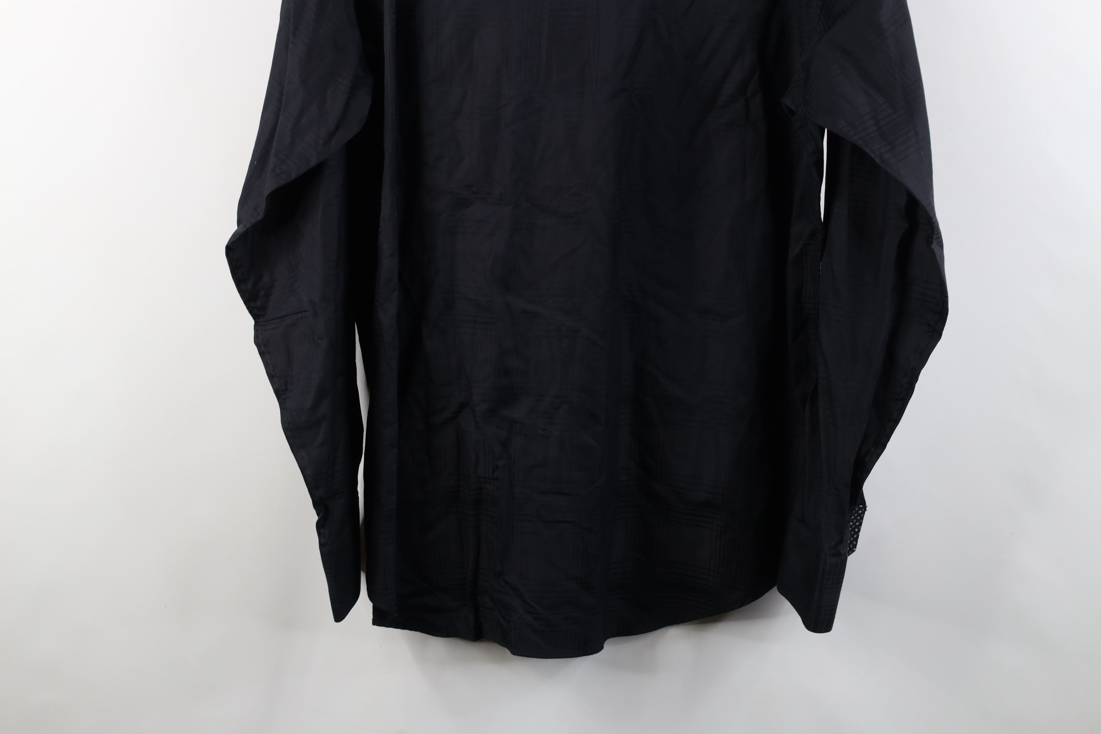 Vintage New Bugatchi Uomo Satin Plaid Collared Button Shirt Black Size US L / EU 52-54 / 3 - 15 Thumbnail