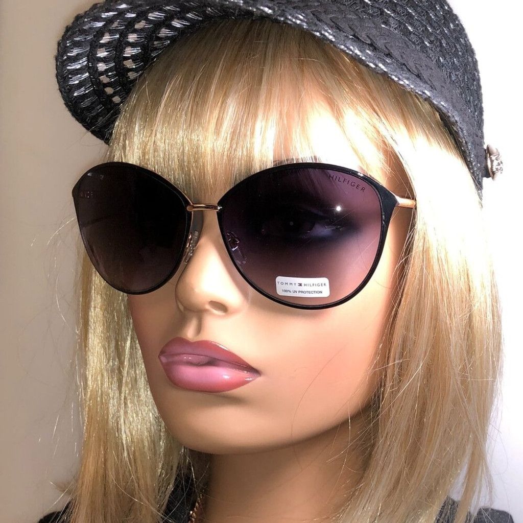 Tommy Hilfiger Tommy Hilfiger Oversized Black & Gold Sunglasses Size ONE SIZE - 6 Thumbnail