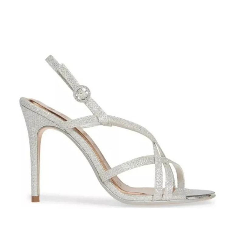 Ted Baker NEW Ted Baker Strappy Silver Heels Sandals | 8 US 38.5 EU Size US 8 / IT 38 - 6 Thumbnail