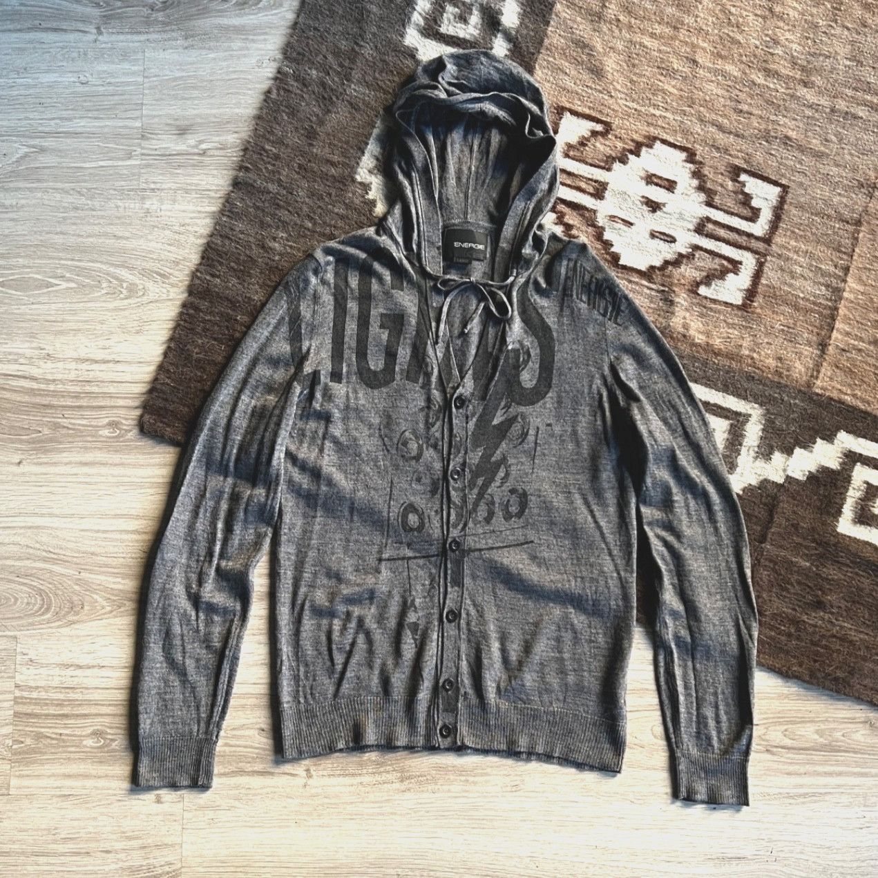 Energie Energie Y2K Vintage Graphic Cardigan Sweater Hoodie 9718AC Size US L / EU 52-54 / 3 - 1 Thumbnail