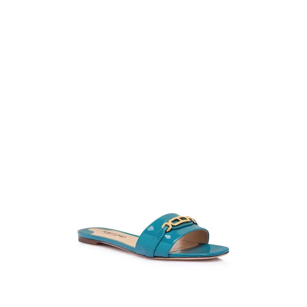 Tom Ford o1loc1c0326 W3526 Patent Leather Slides in Light Blue Size US 6 / IT 36 - 2 Thumbnail
