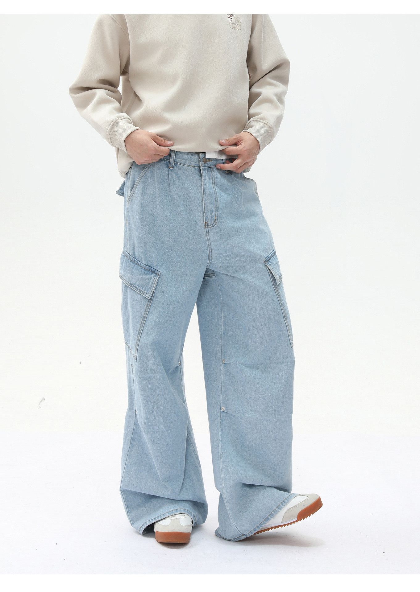 Jean High street heavy-duty stitching multi-pocket work jeans Size US 32 / EU 48 - 2 Thumbnail