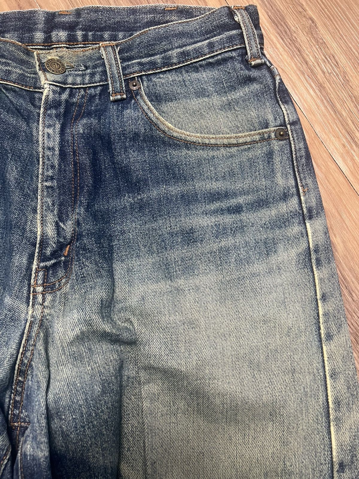 Japanese Brand Heart Denim P905 by Big John Corp Japan -Wide Leg Jeans (43) Size US 29 - 4 Thumbnail