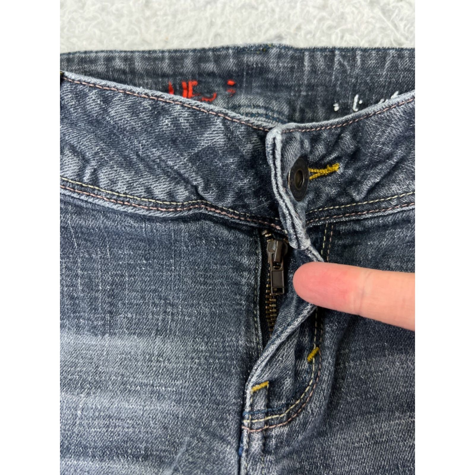Guess G By Guess Jeans Womens Bootcut Denim Gray 29x30 Low Rise With Embellished Bling Logo Button Size 29" - 5 Thumbnail