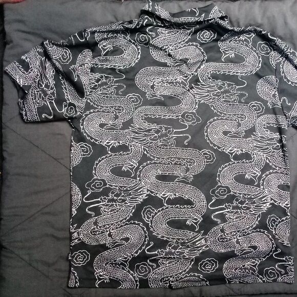 Vintage Vintage Y.M.L.A. Oriental Dragons Polyester Button Shirt Size US M / EU 48-50 / 2 - 4 Thumbnail