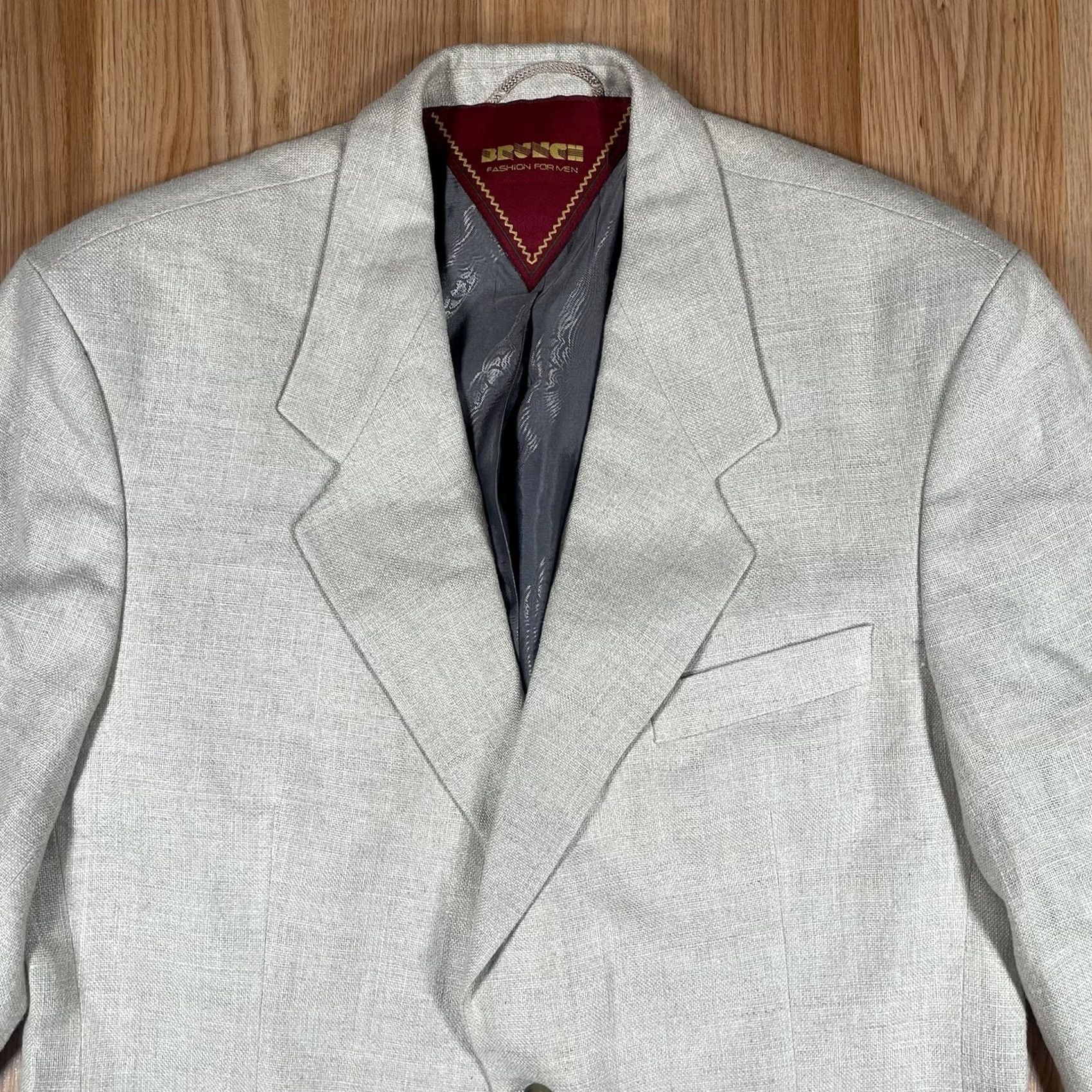 Vintage Brunch Sport Coat 100% Linen Blazer 3 Button Jacket Mens 41 Beige Linen Blazer Shirt Jacket Men 41 Mens Size 42R - 2 Thumbnail