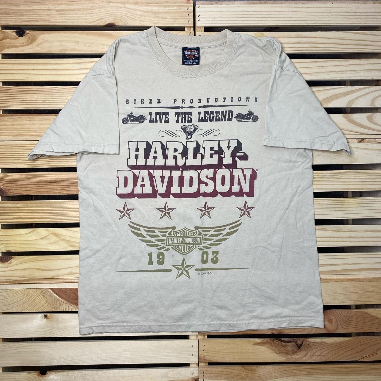 Harley Davidson Vintage Harley Davidson Doha, Qatar Tan Biker Tee Size Large Size US L / EU 52-54 / 3 - 2 Thumbnail