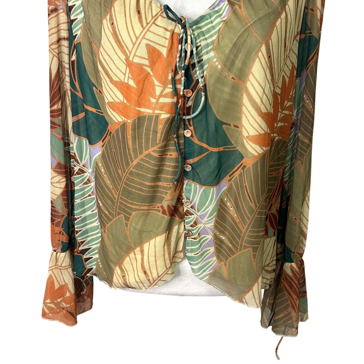 Other DR2 By Daniel Rainn Blouse Sheer Leaf Bell Sleeve Women's L Size L / US 10 / IT 46 - 4 Thumbnail