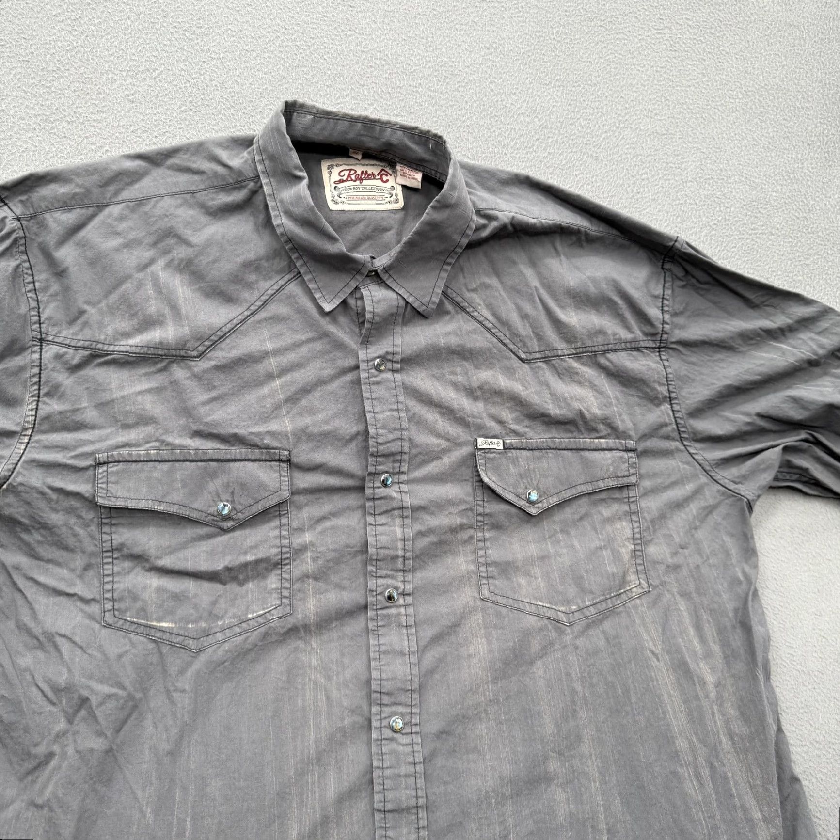 Vintage Rafter C Cowboy Collection Shirt Mens Big 3X Gray Western Snap Long Sleeve Size US XXL / EU 58 / 5 - 7 Thumbnail