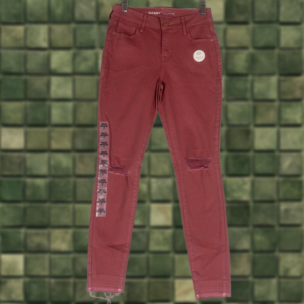 Old Navy Old Navy Womens Skinny Jeans Rockstar Mid Rise Pink NWT 2 RockStar Denim Slim Pocket 5-Pocket Fit Size 26" / US 2 / IT 38 - 1 Thumbnail