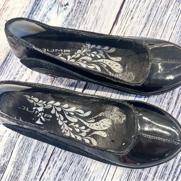 Other Jump Shiny Black Wedge Shoes Size US 8 / IT 38 - 3 Thumbnail