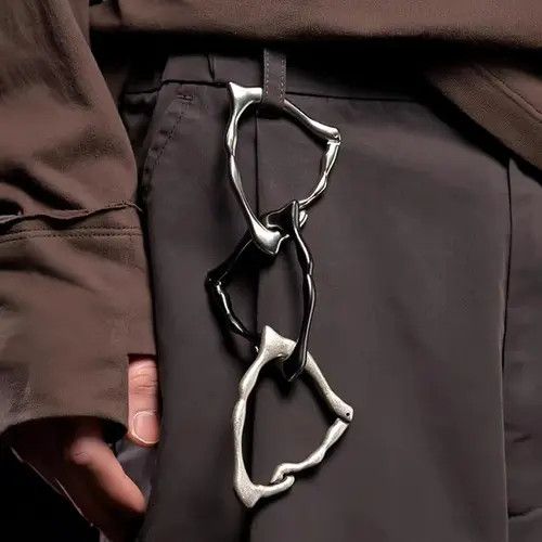 Jewelry Black and Silver Modern Chain Link Keychain Size ONE SIZE - 6 Thumbnail