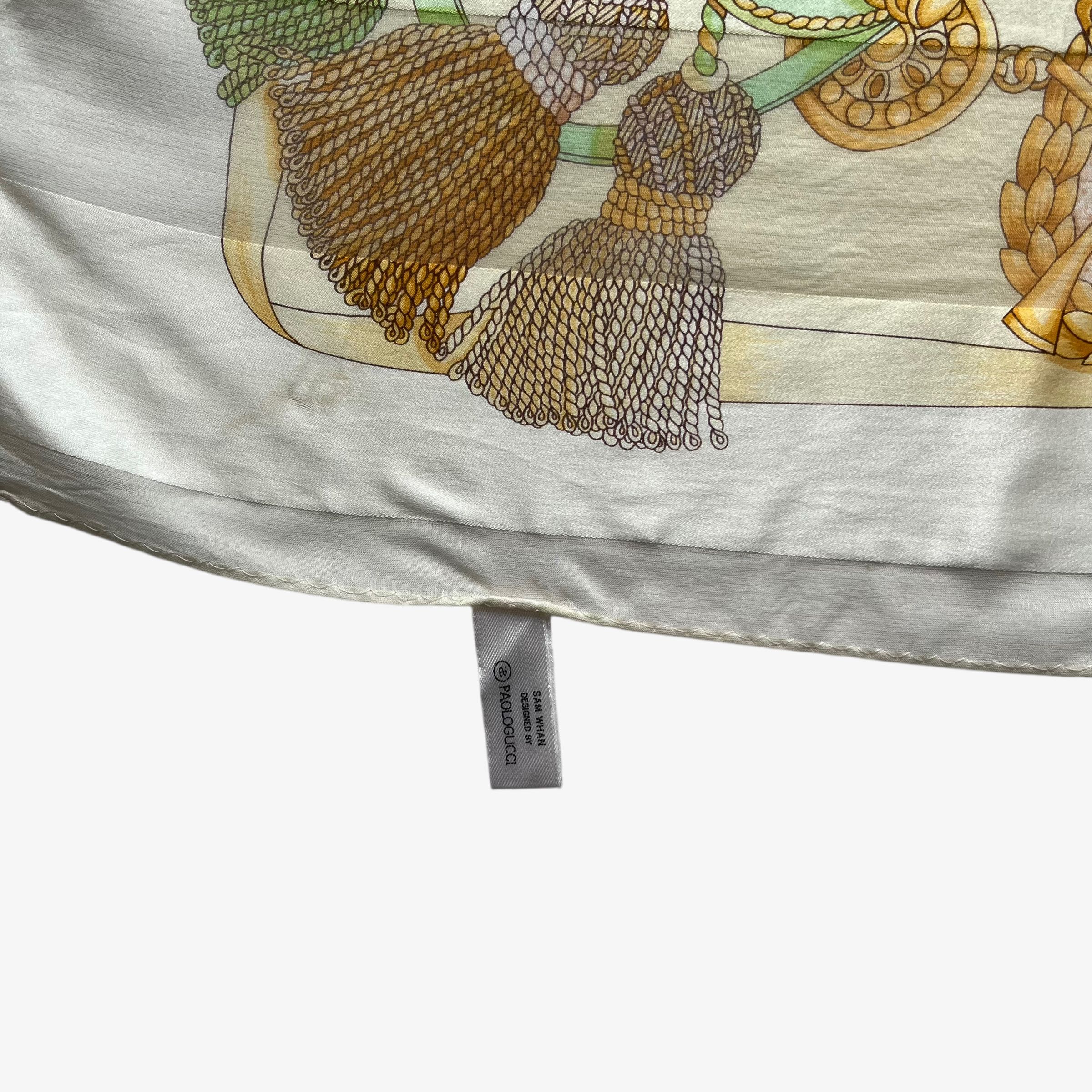 Paolo Gucci Vintage 80s Paolo Gucci Royal Rope Print Striped Silk Scarf Size ONE SIZE - 3 Thumbnail