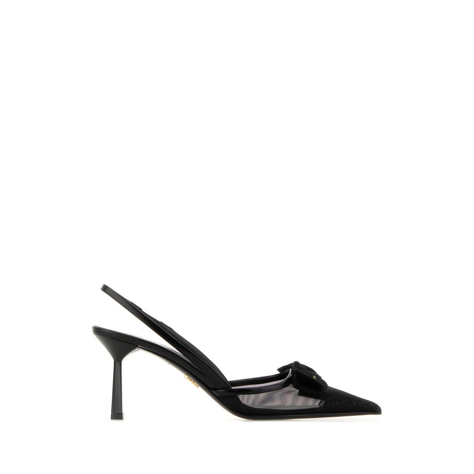 PRADA $1250 Black Mesh Fabric Slingback Pumps New & Authenti