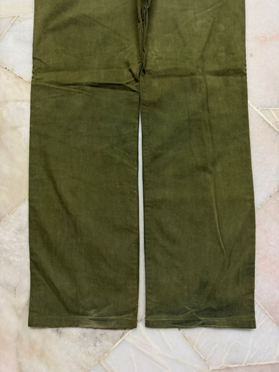Kapital 💥Thrashed 90s Back Number Olive Green Jeans Sick style Size US 31 - 20 Thumbnail