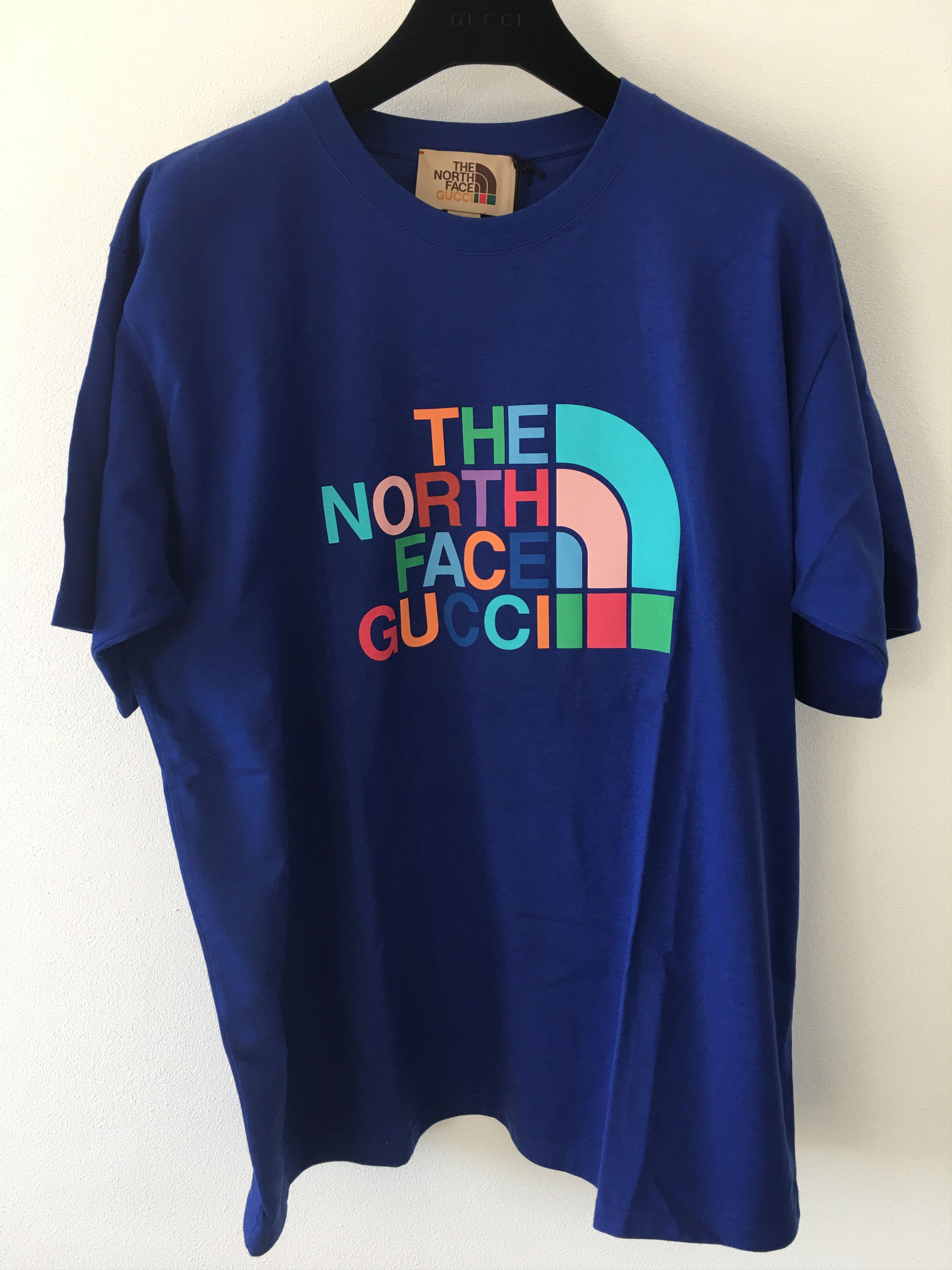 image of Gucci x The North Face T-Shirt Logo Print in Blue, Men's (Size 2XL)