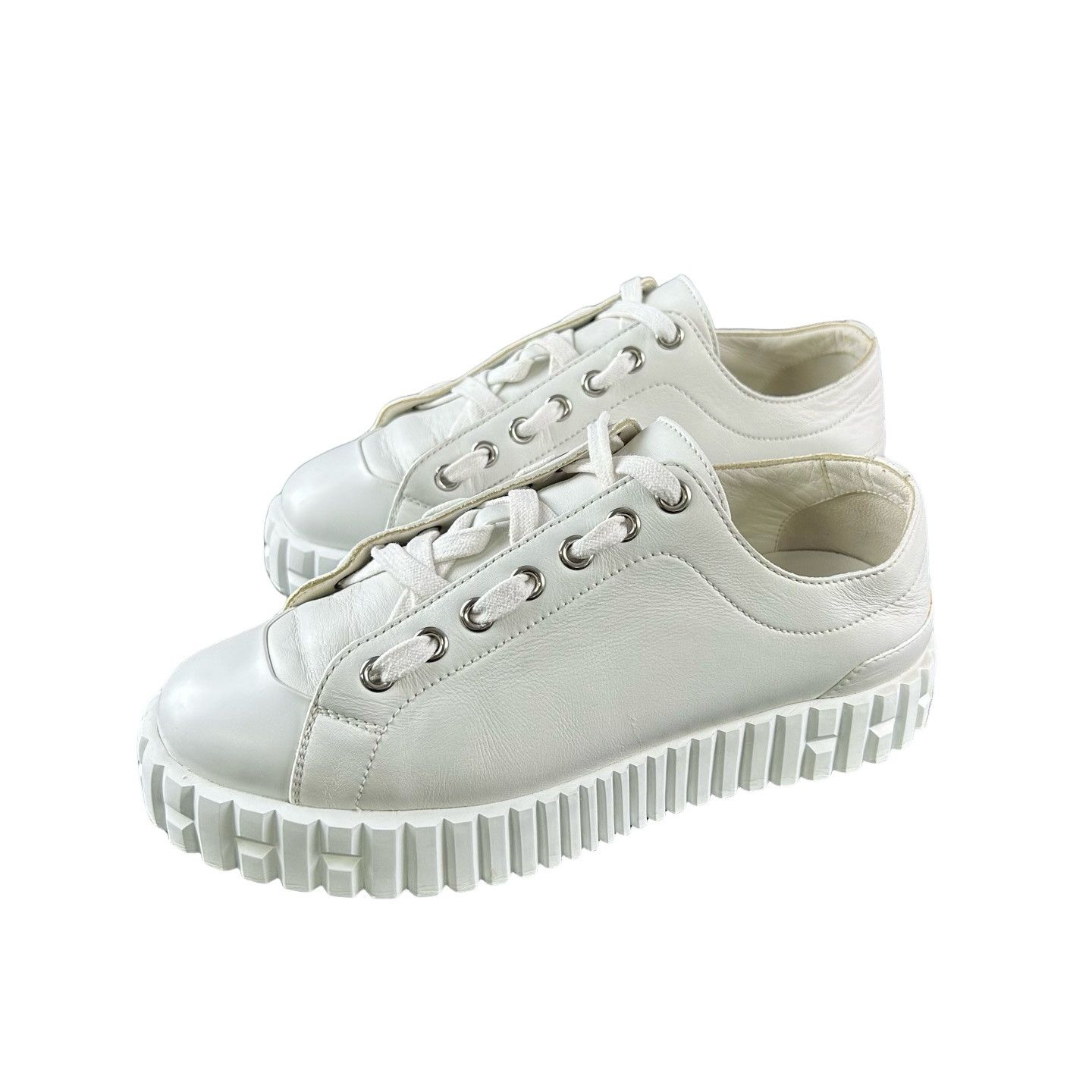 Hermes Hermes White Leather Platform Sneakers 35 Size US 5 / IT 35 - 1 Thumbnail