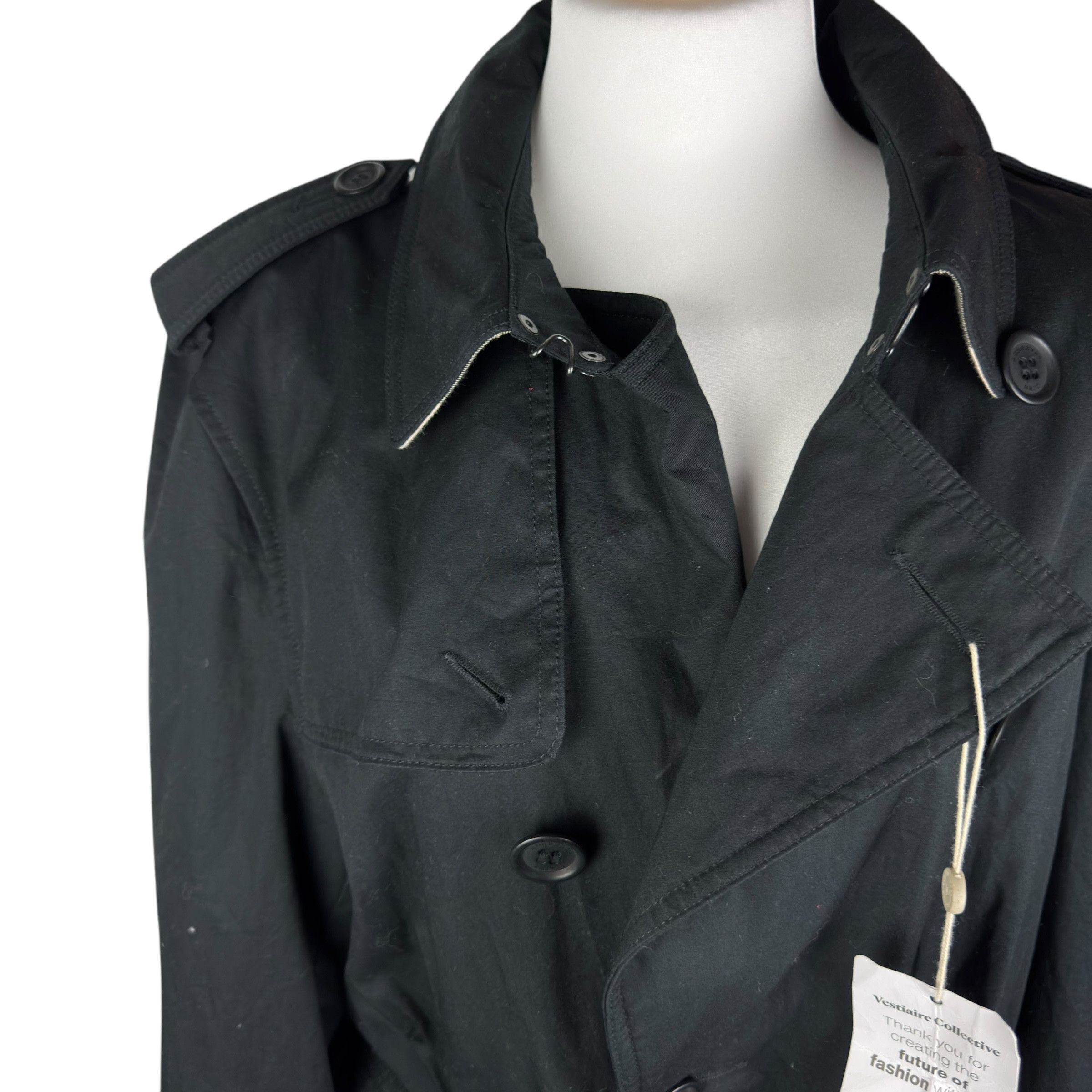 Burberry Burberry Brit Black Cotton Label Trench Coat Large Size L / US 10 / IT 46 - 2 Thumbnail
