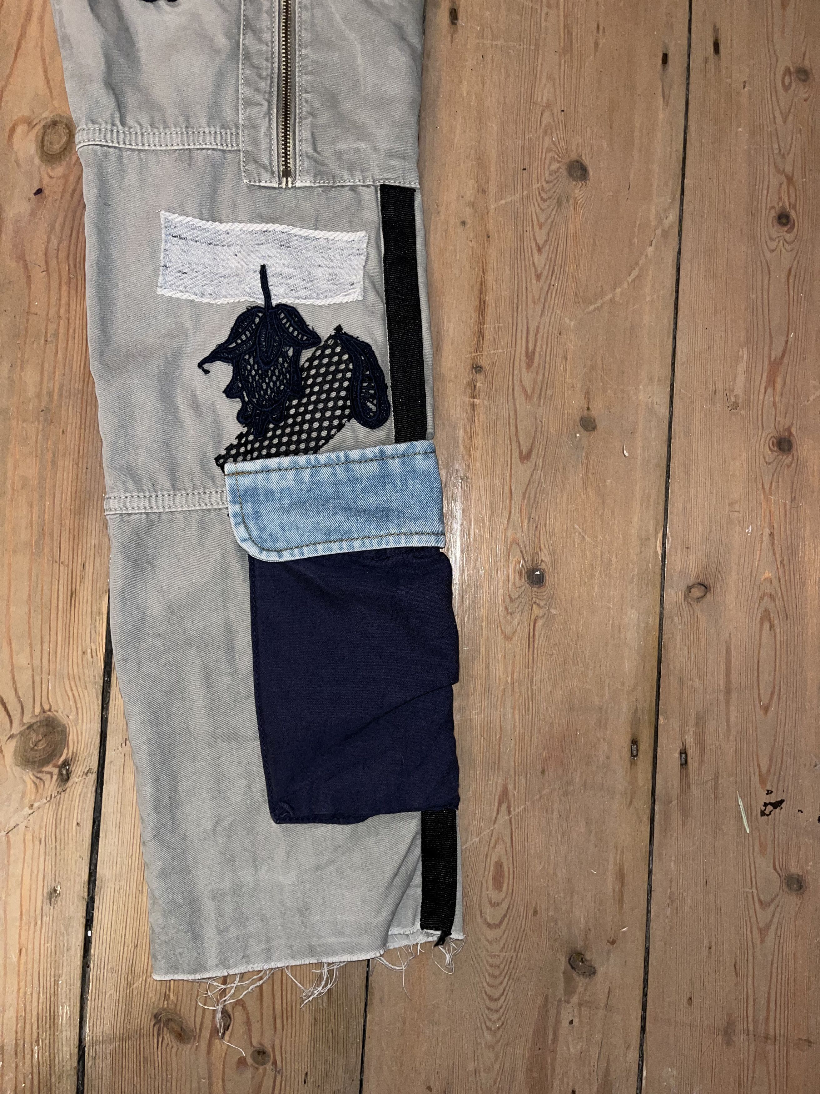 James Long × Japanese Brand Avant Garde Appliqué Patchwork Trousers Size US 30 / EU 46 - 4 Thumbnail