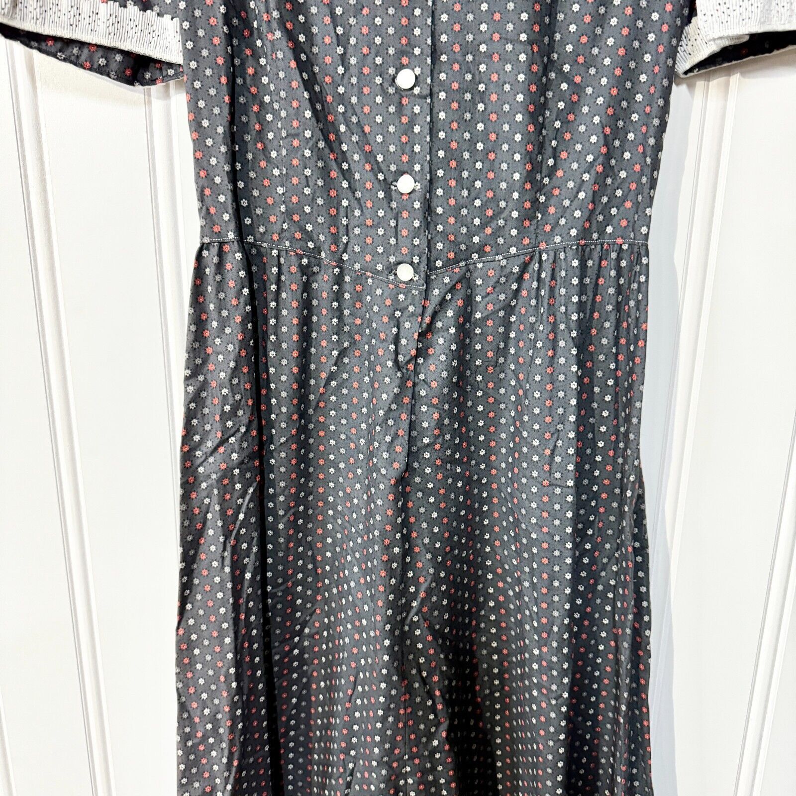 Vintage Dress Size Medium Cottage 50s Button Down Maxi