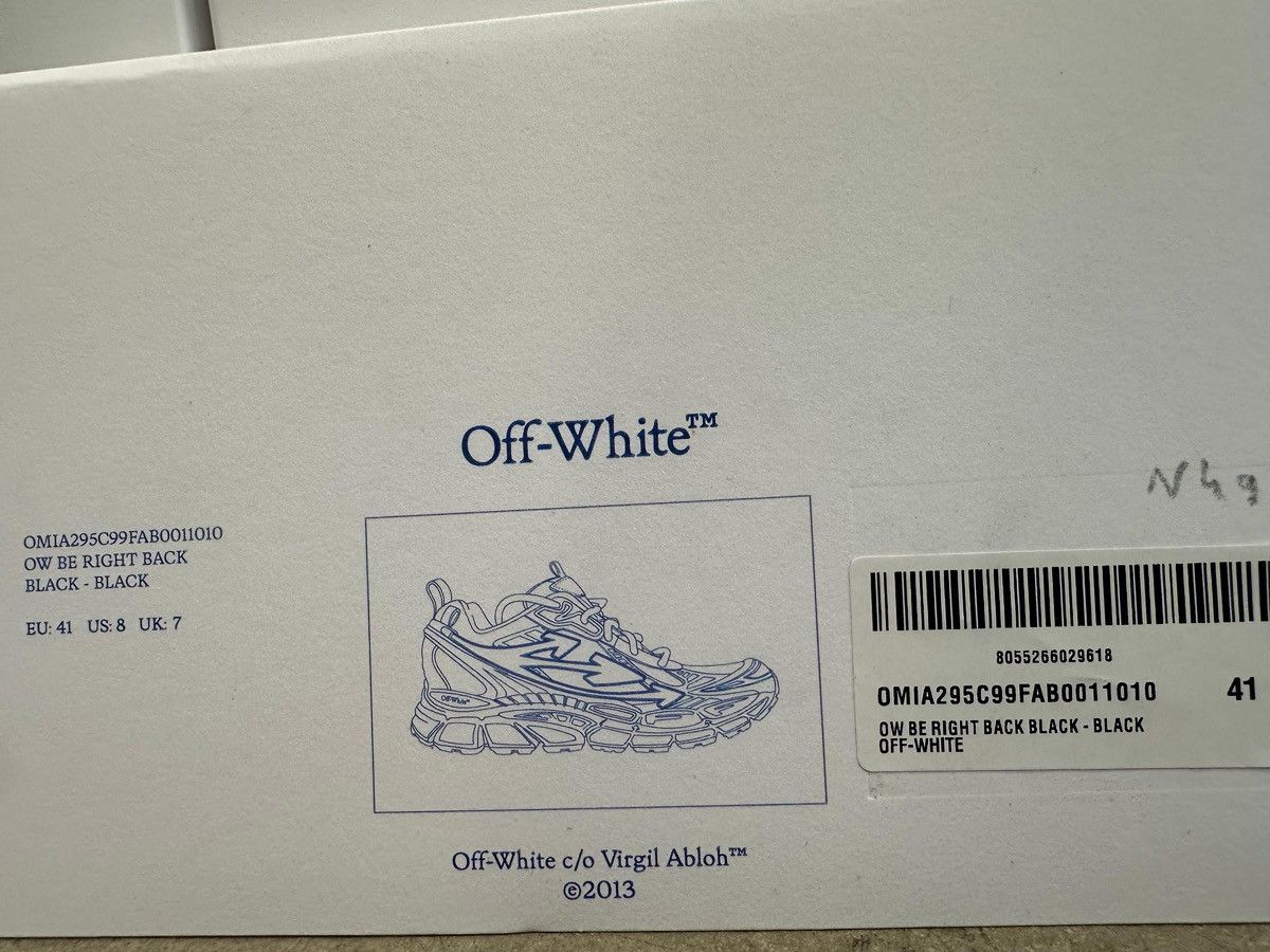 Off-White Be Right Back Sneakers Back Black Size US 8 / EU 41 - 7 Thumbnail