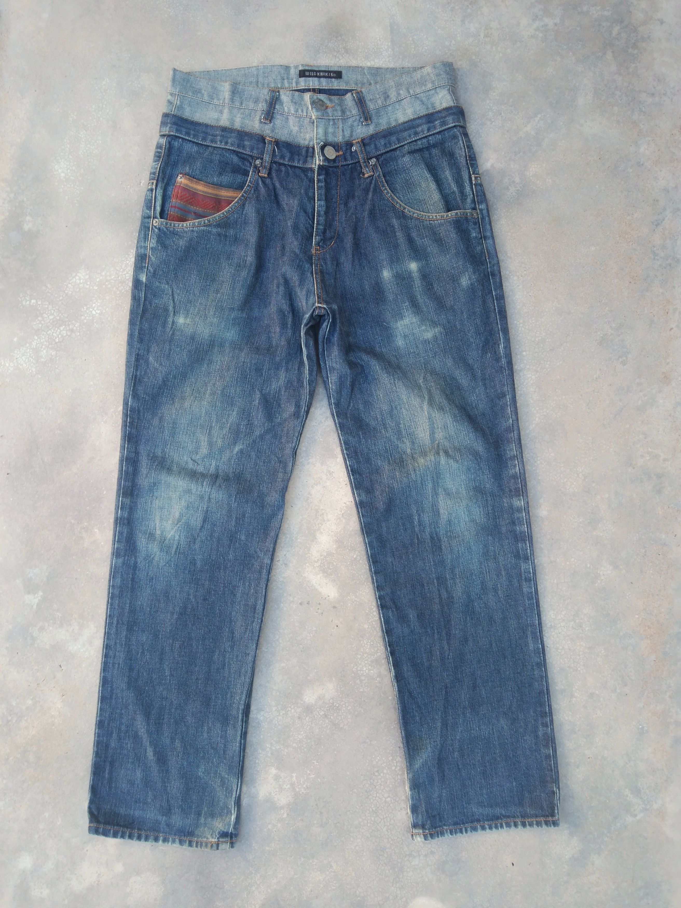 Japanese Brand × Jean × Vintage Vintage Japanese Brand Double Waist Retro Punk Jeans Style Size US 32 / EU 48 - 3 Thumbnail