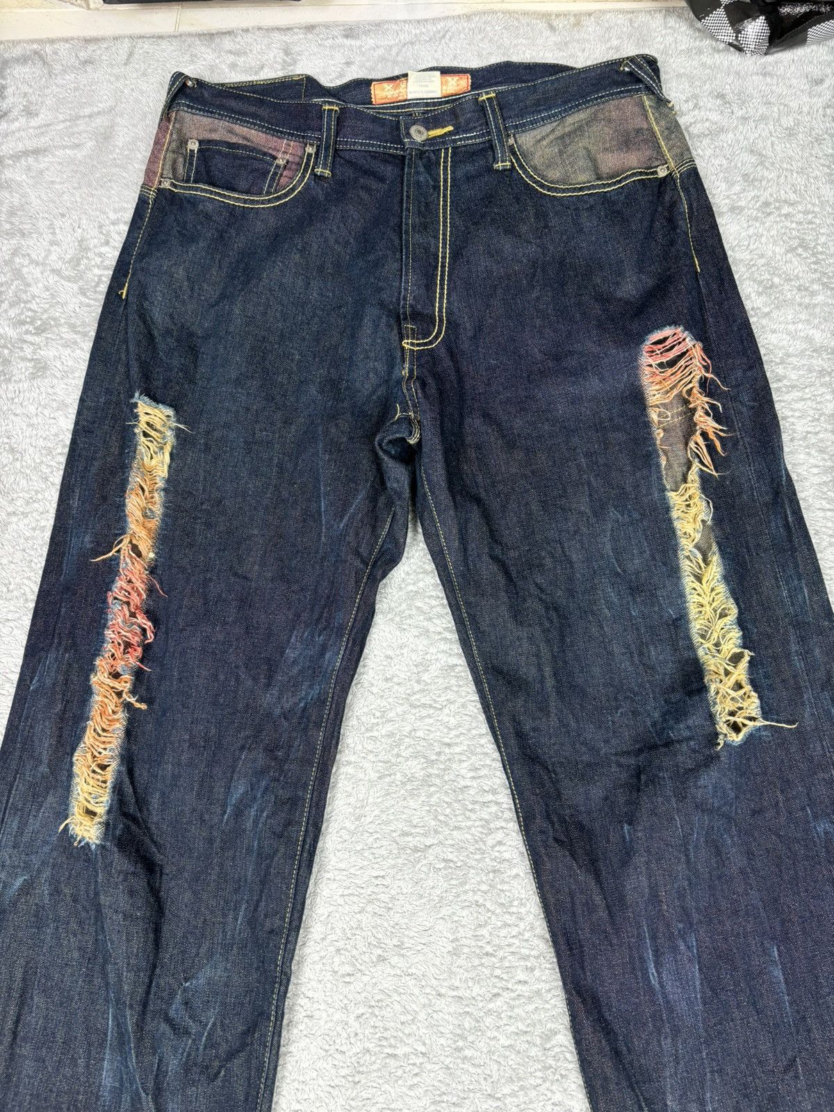 semanticdesign Conquest Baggy Denim Distressed Denim. S0379 Size US 33 - 3 Thumbnail