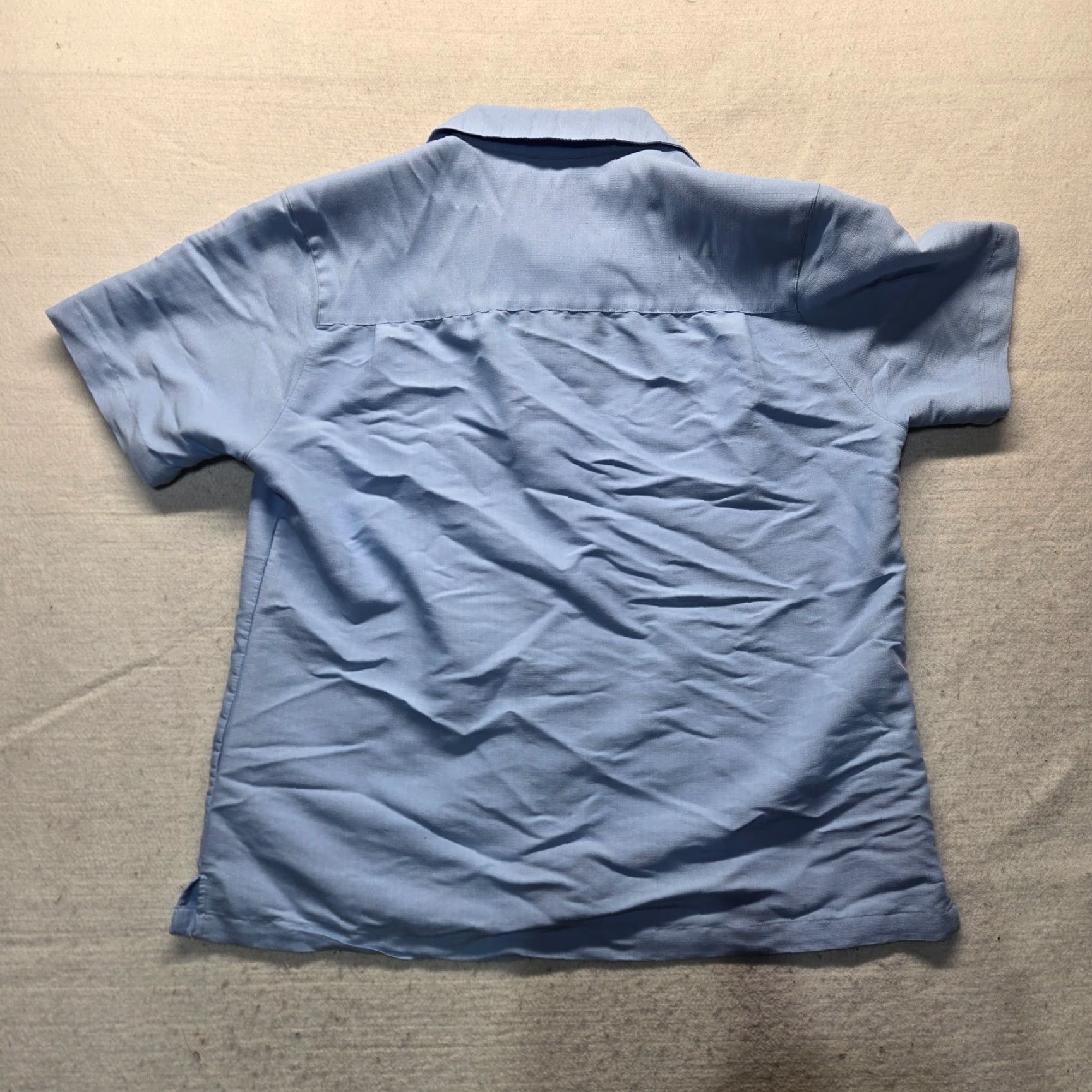 Vintage Island Republic Shirt Solid Blue Rayon Button Up Short Sleeve Casual Men's Large Size US L / EU 52-54 / 3 - 7 Thumbnail