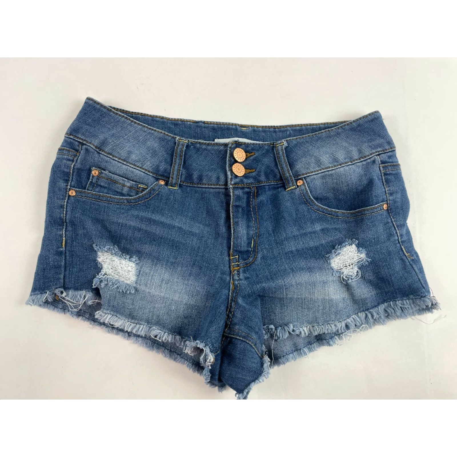 Doublet Refuge Shorts Women's 2 Blue Denim Frayed Distressed Cut-Off Double Button Size 26" / US 2 / IT 38 - 2 Thumbnail