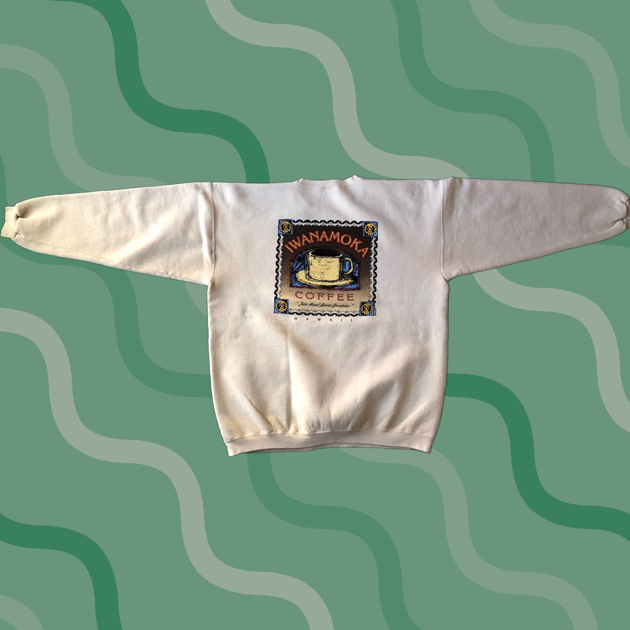 Vintage VINTAGE Crazy Shirts Shirt XL Mens USA Beige Long Sleeve Logo Very Good Iwanamoka Coffee Made In USA Size US XL / EU 56 / 4 - 1 Thumbnail