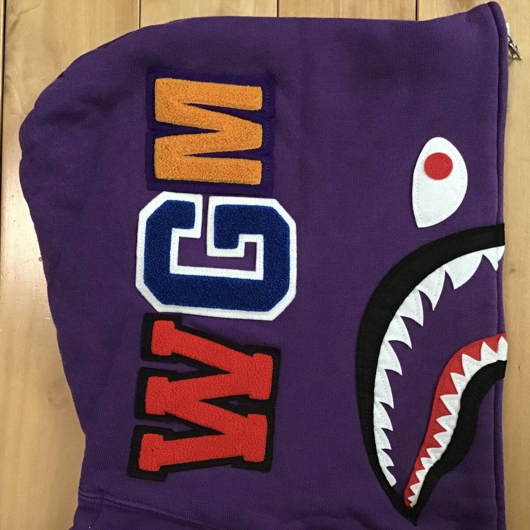 Bape BAPE Purple WGM shark full zip hoodie a bathing ape Size US L / EU 52-54 / 3 - 5 Thumbnail