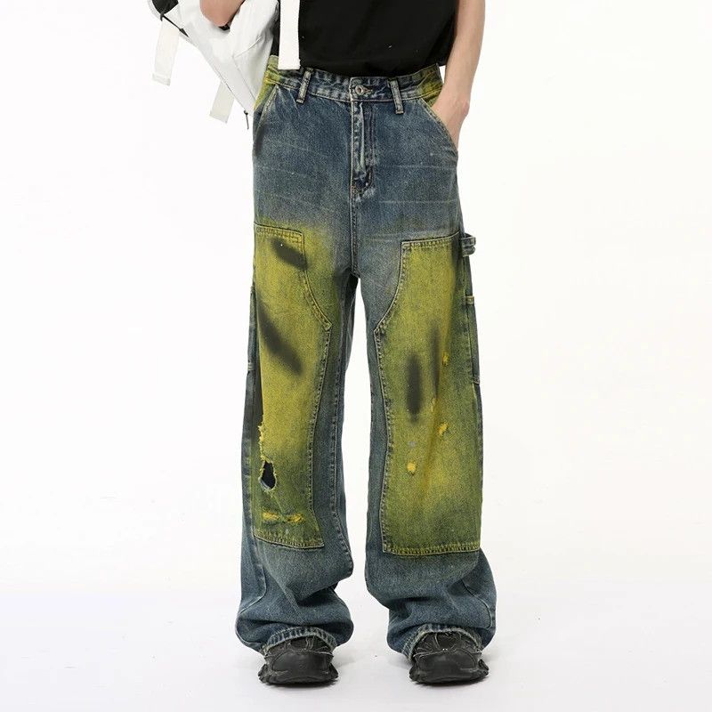 Japanese Brand × Vintage Hole Casual Jeans Pants Patchwork Size US 33 - 1 Thumbnail