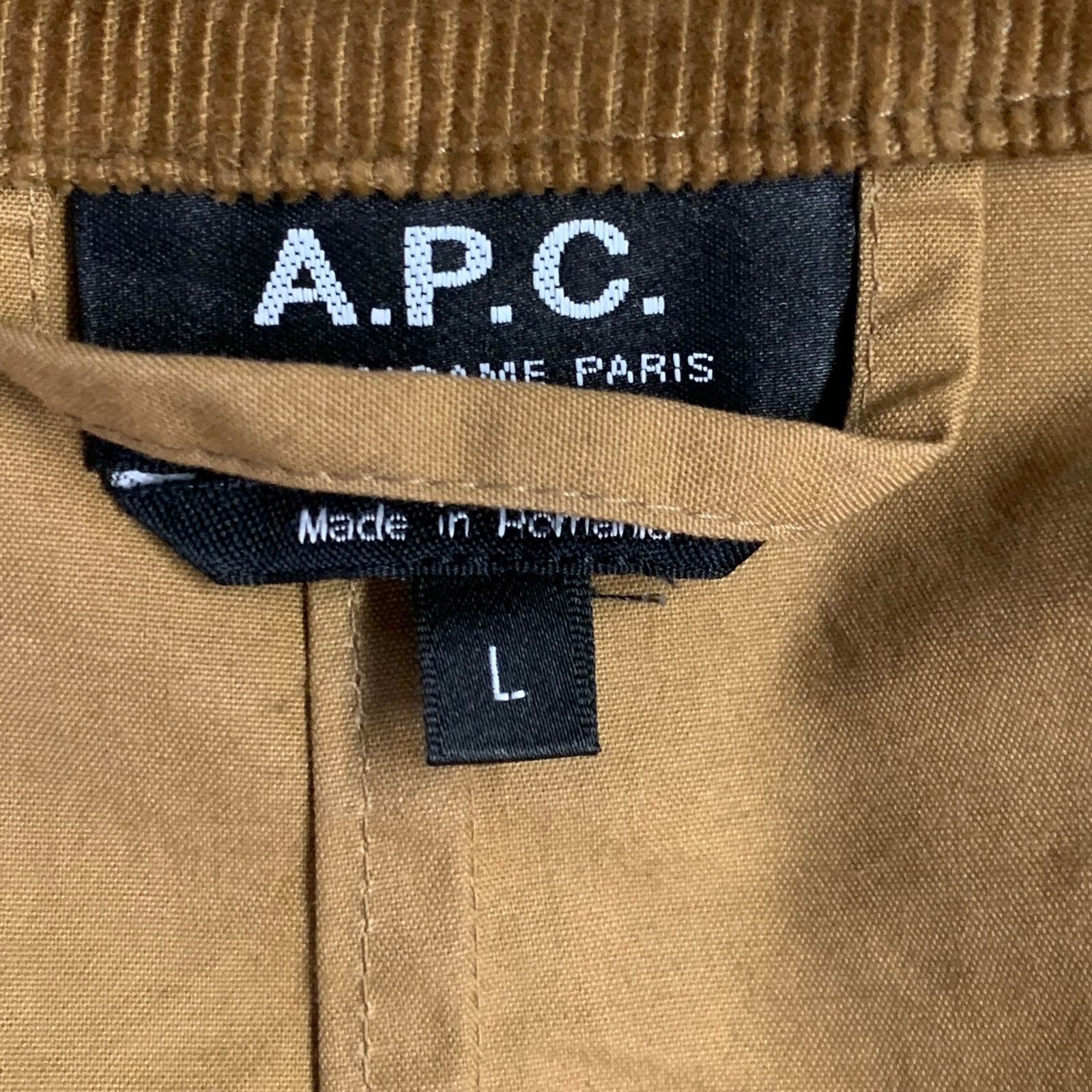 A.P.C. Size L Tan Brown Cotton Corduroy Collar Button Up Jacket Size US L / EU 52-54 / 3 - 7 Thumbnail