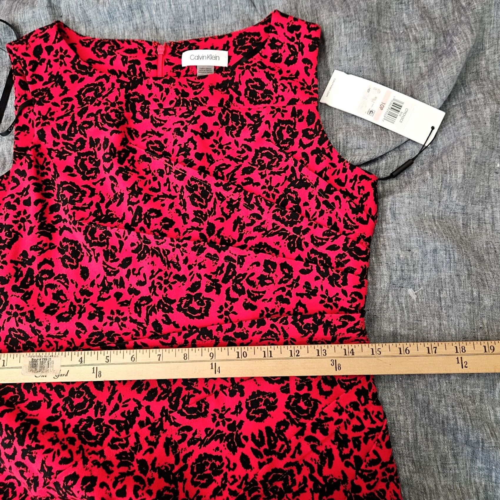 Calvin Klein Calvin Klein Women Dress 10P Sleeveless Floral Sheath Red Black NWT Knee Length Multicolor. Size L / US 10 / IT 46 - 7 Thumbnail