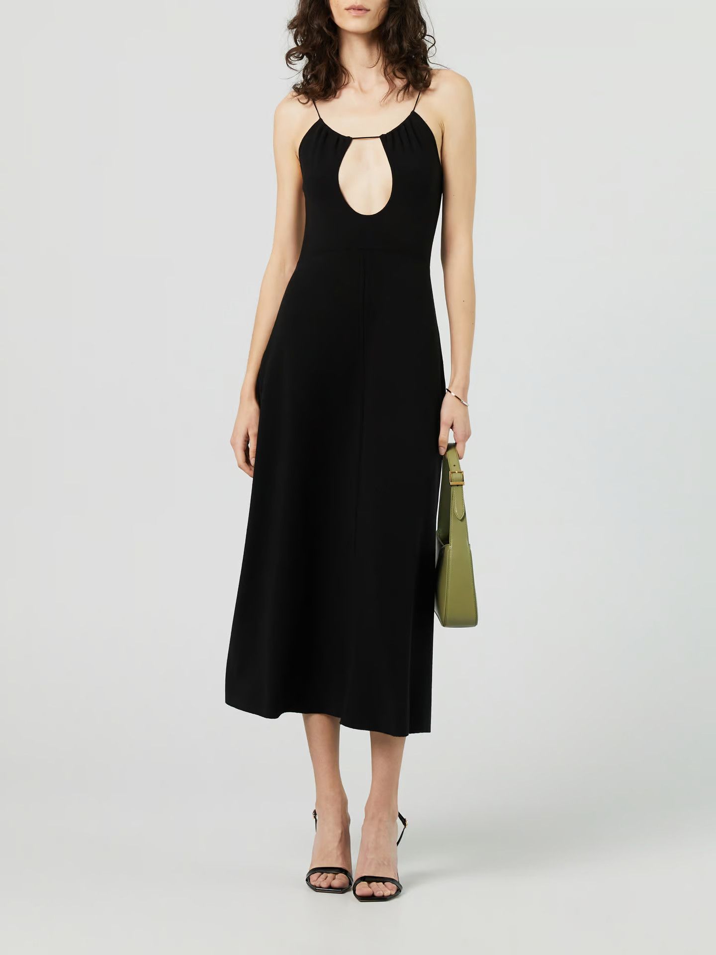 Saint Laurent Paris o1y0126 Midi Dress in Black Size L / US 10 / IT 46 - 2 Thumbnail