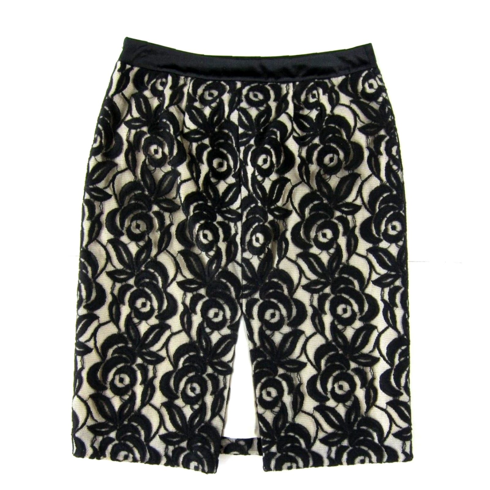 Ann Taylor Ann Taylor Classic Black Floral Lace Pencil Straight Skirt Women 4 Size 27" / US 4 / IT 40 - 2 Thumbnail