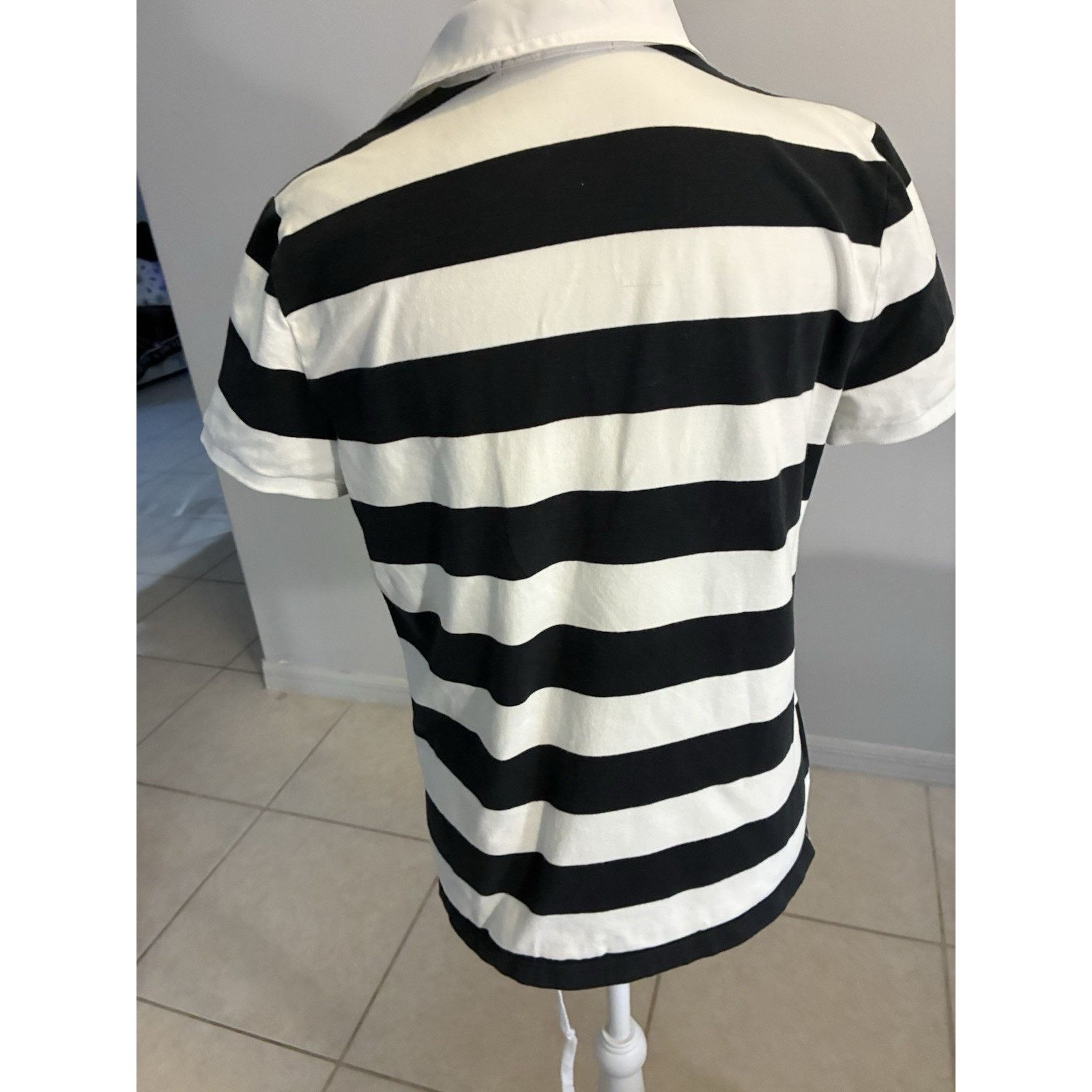 Lauren Ralph Lauren Polo Ralph Lauren Woman L White and Black Striped Polo 90s Size L / US 10 / IT 46 - 17 Thumbnail
