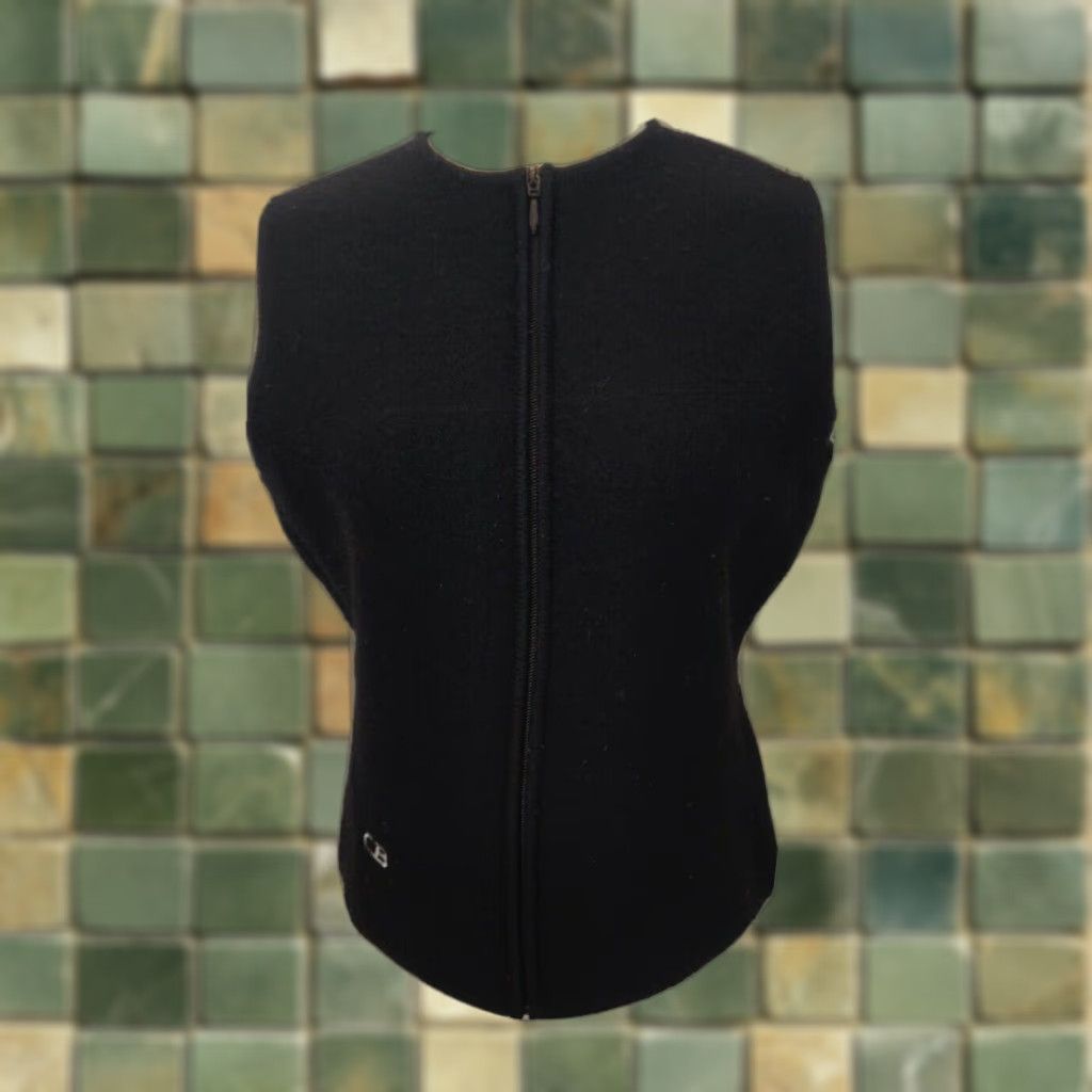 VINTAGE CB Sports Wool Vest Full Zip Black Womens Size Small