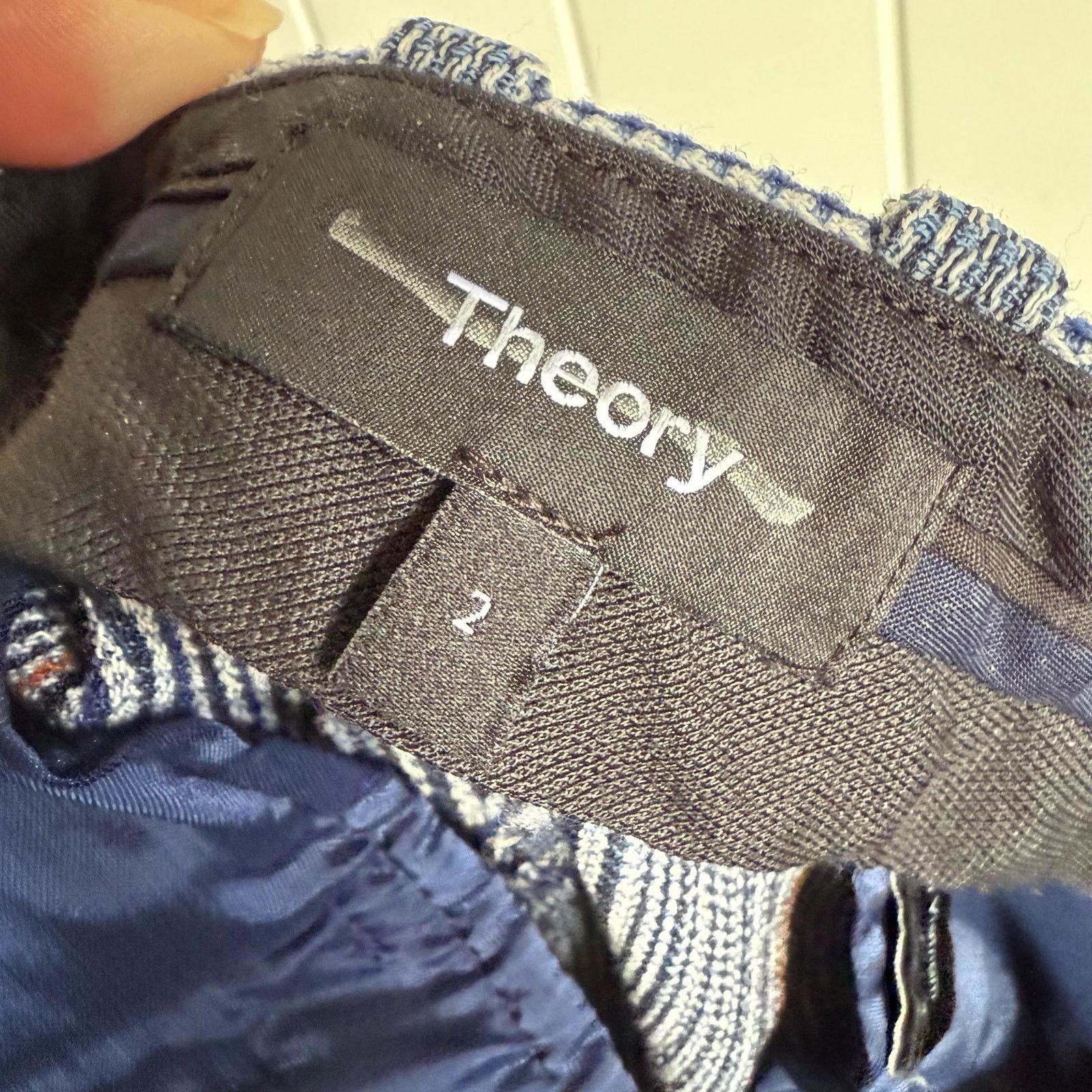 Theory Theory Womens Pants Sz 2 Flared Blue Striped Wool Blend Size 26" / US 2 / IT 38 - 5 Thumbnail