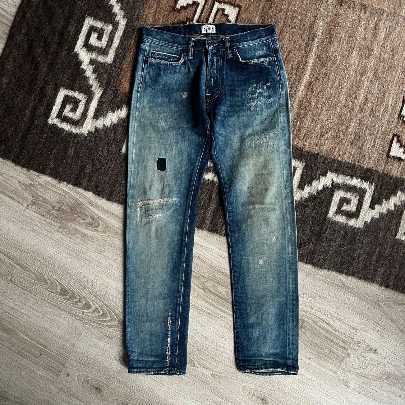 Edwin Edwin Selvedge Jeans Japanese Denim Slim Fit Distressed 9828 Size US 32 / EU 48 - 1 Thumbnail