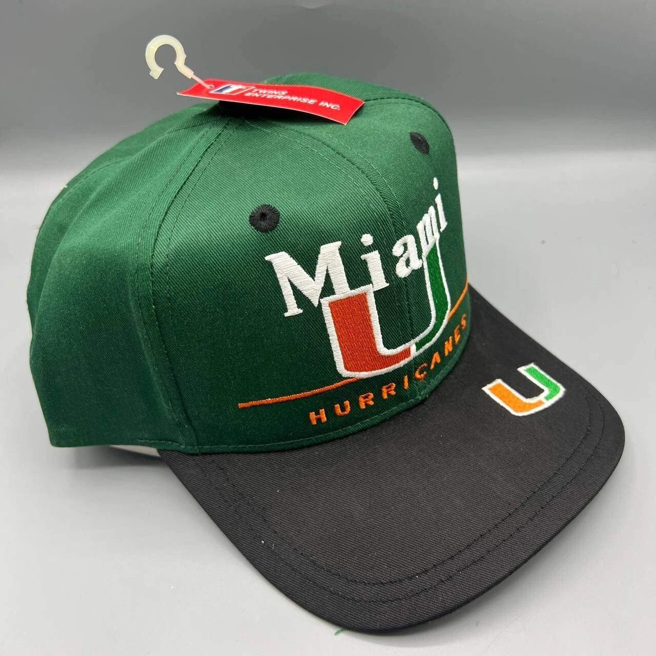 Twins Enterprise Inc. × Vintage Miami Hurricanes Hat Men Green Twins Enterprise Snap Back Size ONE SIZE - 4 Thumbnail