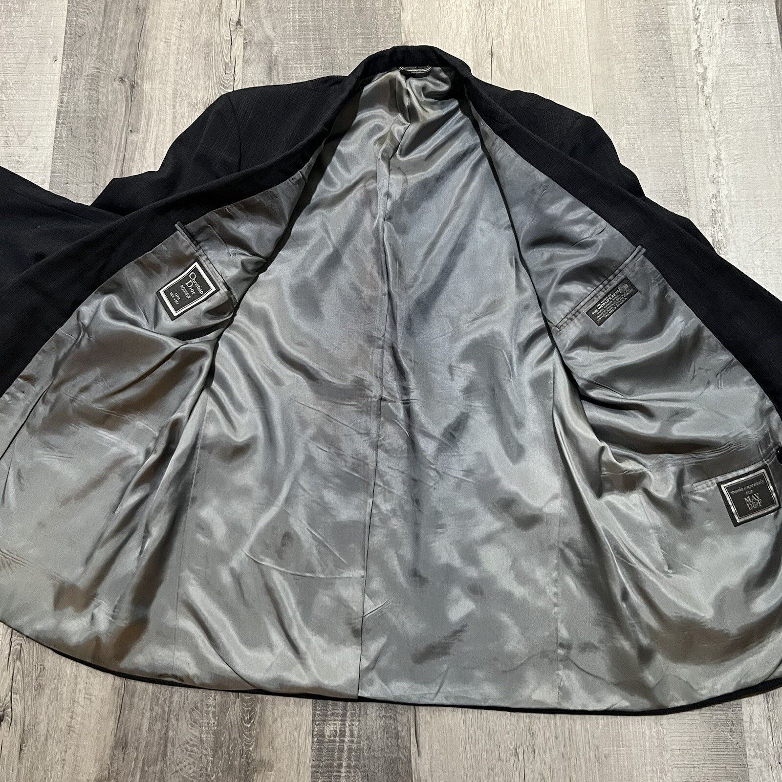 Christian Dior Monsieur Christian Dior Monsieur Blazer Double Breasted Tonal Plaid Size 44L - 7 Thumbnail