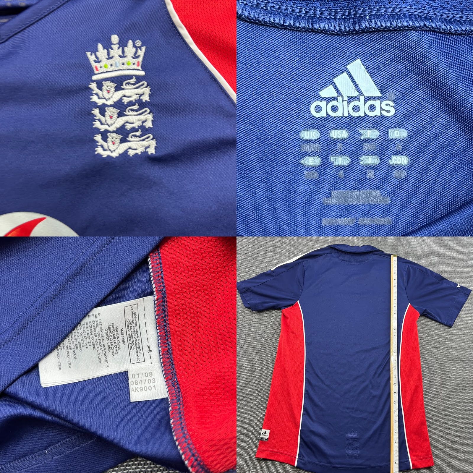 Adidas England National Team 2008 Criket Jersey Adidas Mens XL Blue Short Sleeve Jersey Sports Tee Size US XL / EU 56 / 4 - 8 Thumbnail