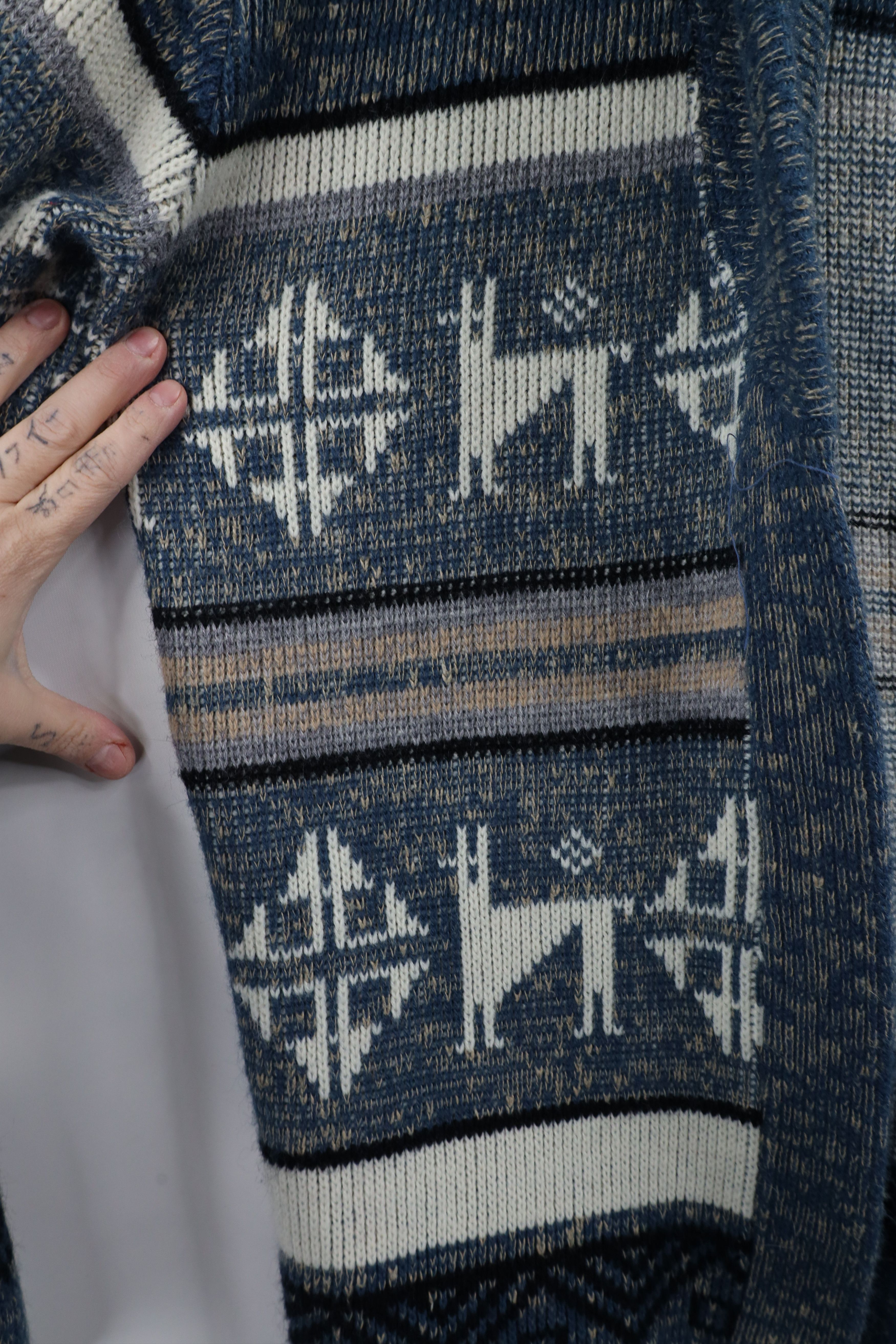 Vintage Vintage 70s Fair Isle Open Front Shawl Cardigan Sweater USA Size US XL / EU 56 / 4 - 6 Thumbnail