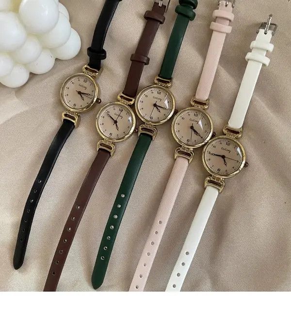 Jewelry Brown Leather Strap Classic Round Dial Wristwatch Size ONE SIZE - 6 Thumbnail