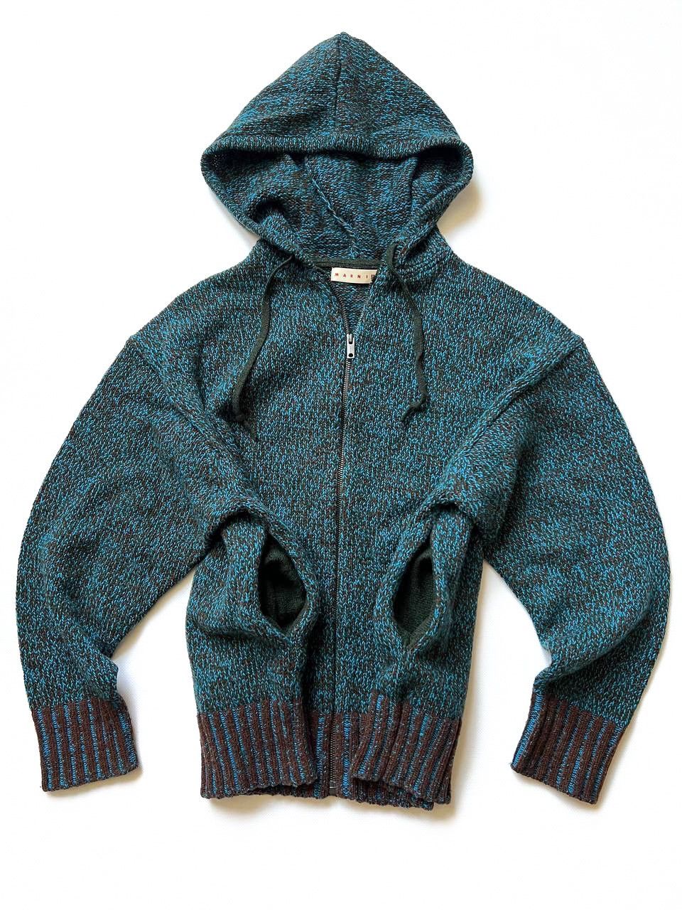 Marni Uniqlo oversized zip hoodie knitted sweater mix colour