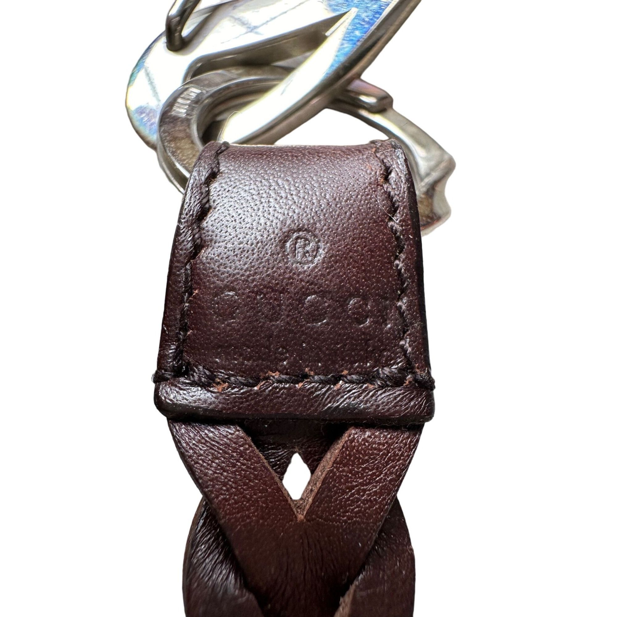 Gucci GUCCI Brown Braided Leather Belt with Caribiner Style Clasps Size ONE SIZE - 2 Thumbnail